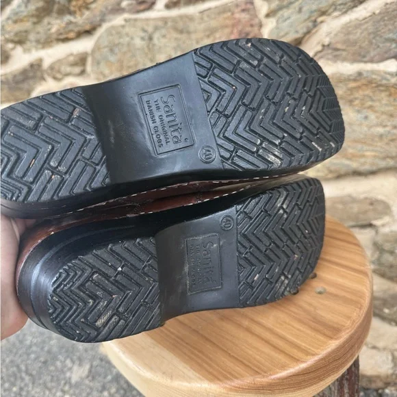 Sanita Brown Leather Slip-On Professional Clogs - Picture 5 of 6